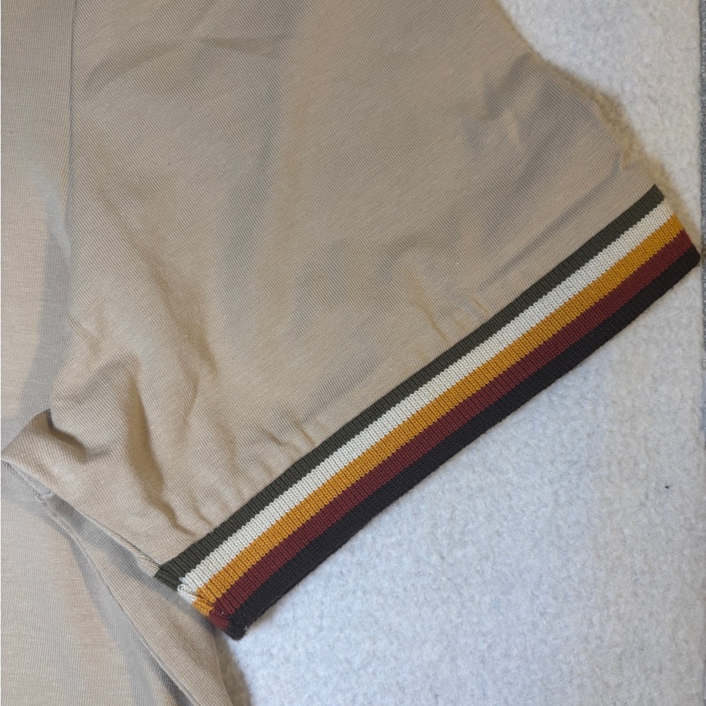 Ben Sherman Men’s Beige Polo Shirt Size L Multicolor Stripes Accents NWT - Picture 9 of 10
